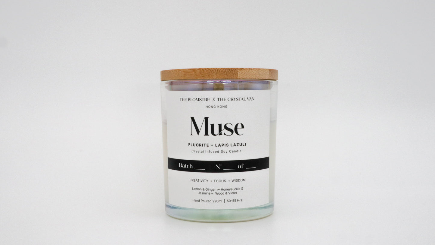 Crystal Infused Soy Candle 220ml: MUSE [THE BLOMSTRE x THE CRYSTAL VAN]