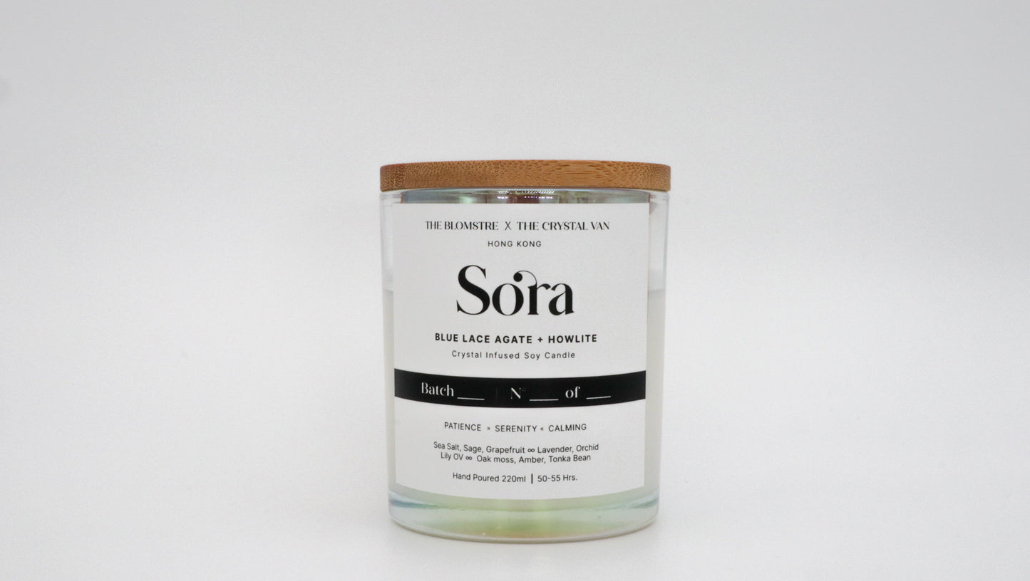 Crystal Infused Soy Candle 220ml: SORA [THE BLOMSTRE x THE CRYSTAL VAN]