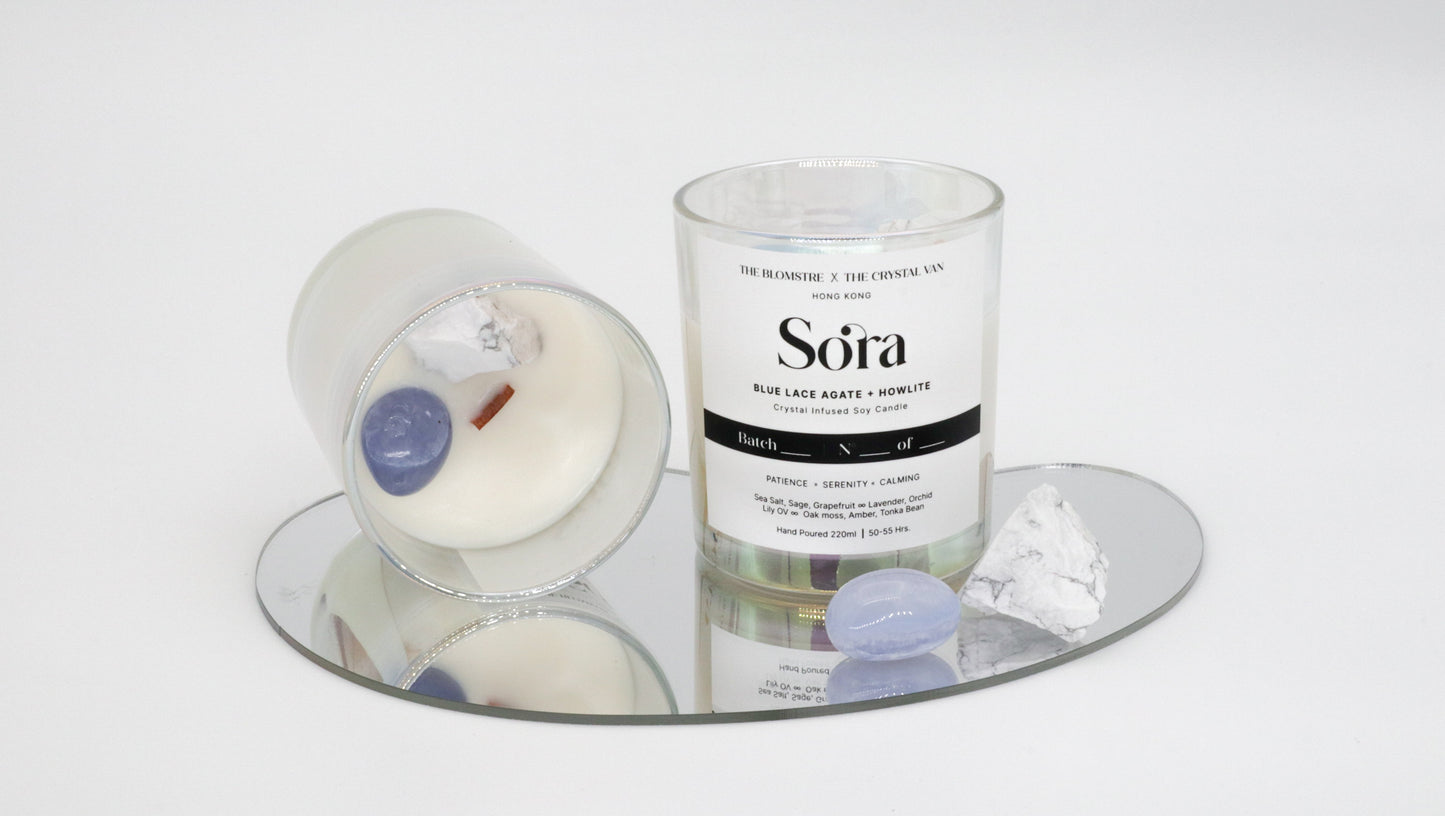 Crystal Infused Soy Candle 220ml: SORA [THE BLOMSTRE x THE CRYSTAL VAN]