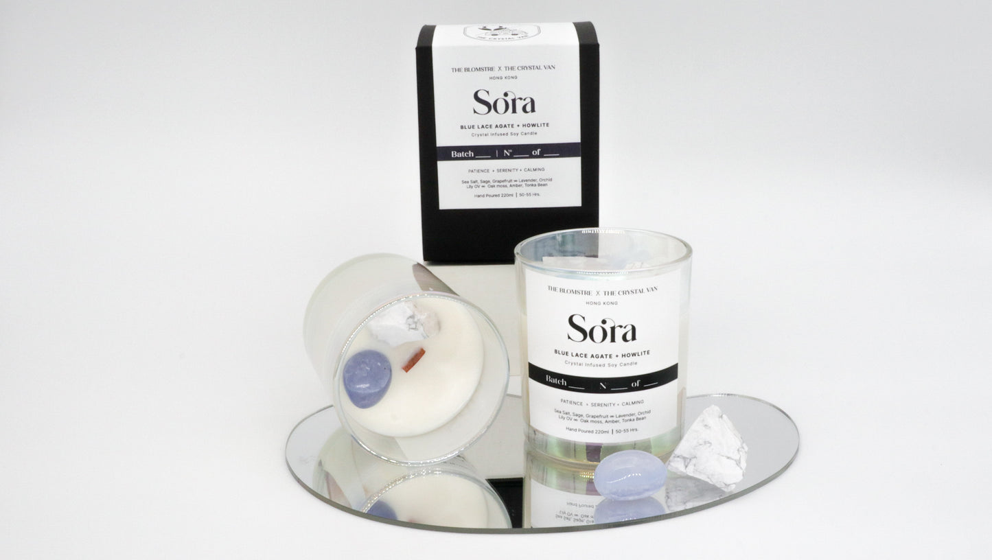 Crystal Infused Soy Candle 220ml: SORA [THE BLOMSTRE x THE CRYSTAL VAN]