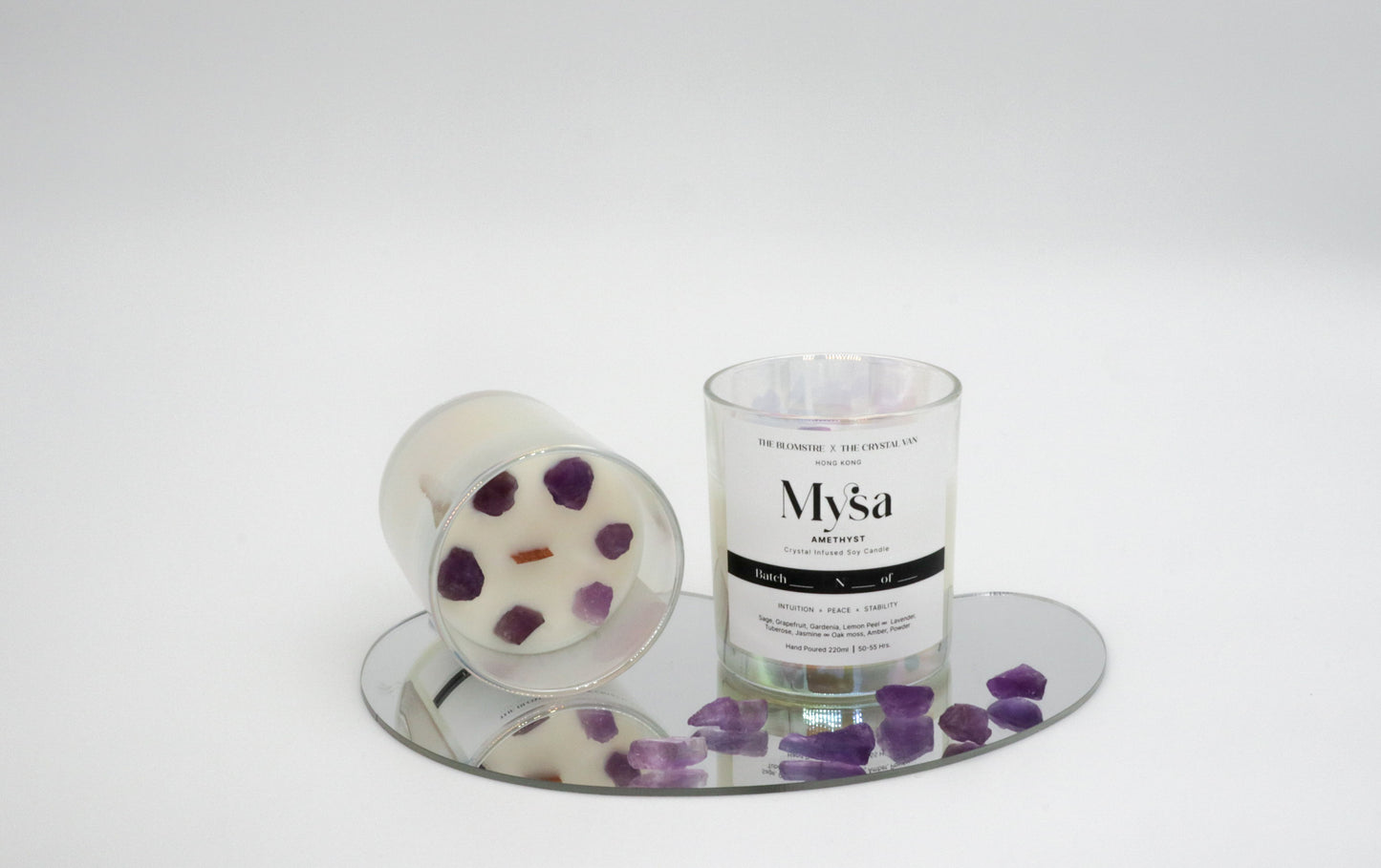 Crystal Infused Soy Candle 220ml: MYSA [THE BLOMSTRE x THE CRYSTAL VAN]