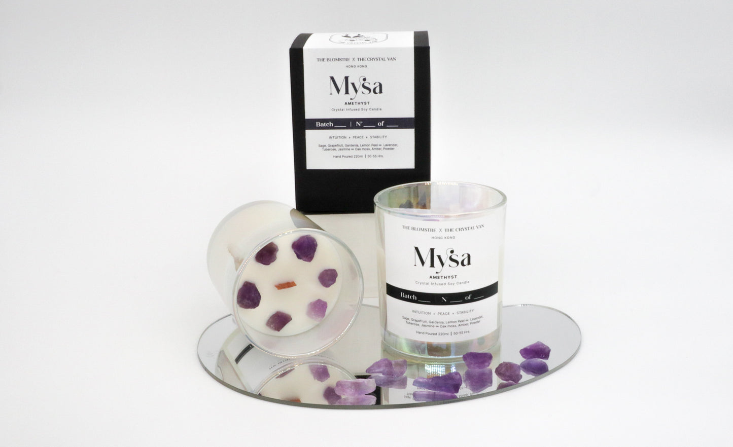 Crystal Infused Soy Candle 220ml: MYSA [THE BLOMSTRE x THE CRYSTAL VAN]