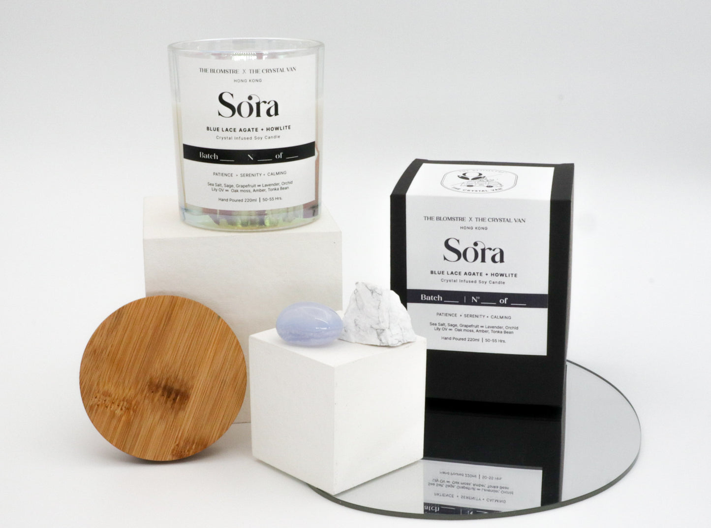 Crystal Infused Soy Candle 220ml: SORA [THE BLOMSTRE x THE CRYSTAL VAN]