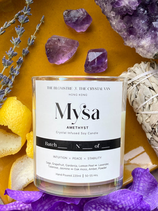 Crystal Infused Soy Candle 220ml: MYSA [THE BLOMSTRE x THE CRYSTAL VAN]